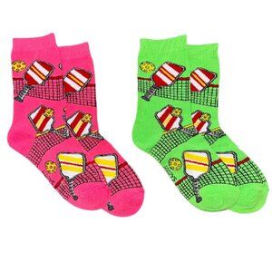Pickleball Tennis Racket Kitchen Court Net Sport Game 2 Pairs Women's Socks 9-11